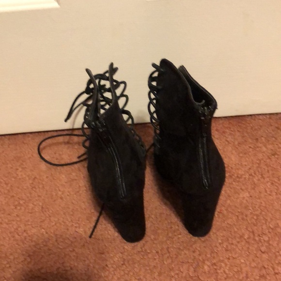 Charlotte Russe Racer Suede Tieup/Zipup Booties - Picture 4 of 6